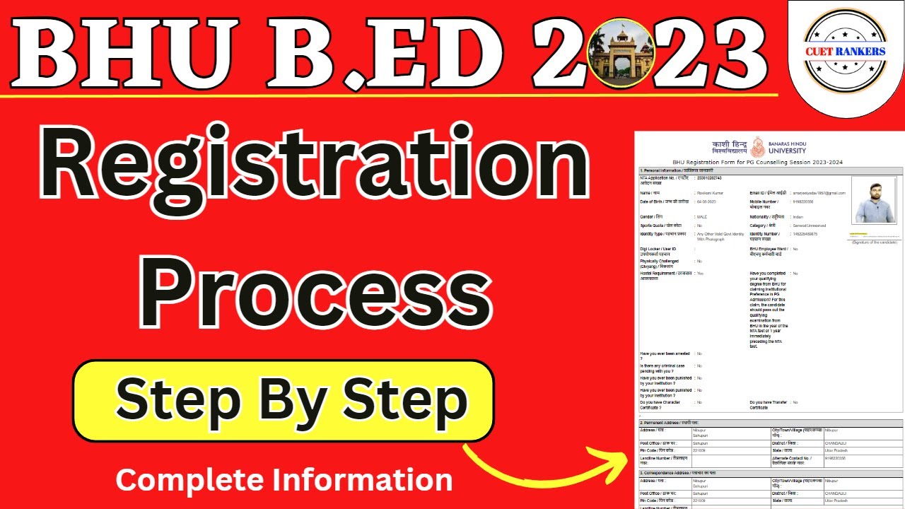 BHU B.Ed 2023 Registration Process | CUET PG BEd Counselling 2023 | BHU ...