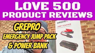 GREPRO EMERGENCY JUMP PACK ENGINE STARTER \u0026 POWER BANK REVIEW - 3000amp 12V #grepro #jumppack