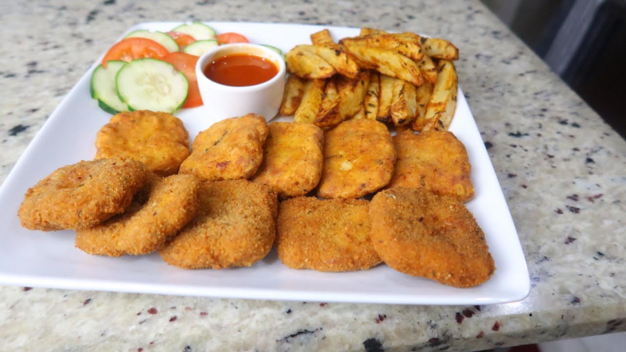 How To Make Chicken Nuggets And Potato Wedges From Scratch / Quick And ...