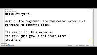 Expected an indented block | Python Programming