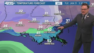 New Orleans Weather: Increasing likelihood of wintry weather on Tuesday