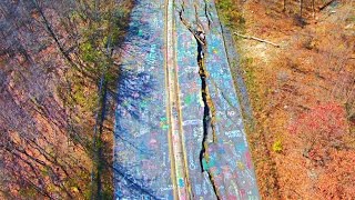 Aerial View Of Abandoned Graffiti Highway, Centralia