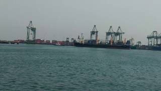 Huge ship entering the port of Chennai.....