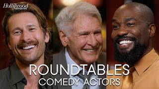 Glen Powell, Harrison Ford, Owen Wilson, Riz Ahmed, & More at the THR Comedy Actor Roundtable