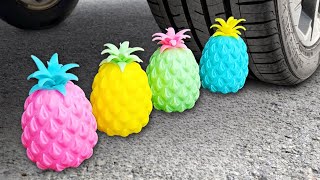 Experiment: Car Vs Pineapple Slime & Balloon ! Crushing Crunchy & Soft Things by Car ! Experiment