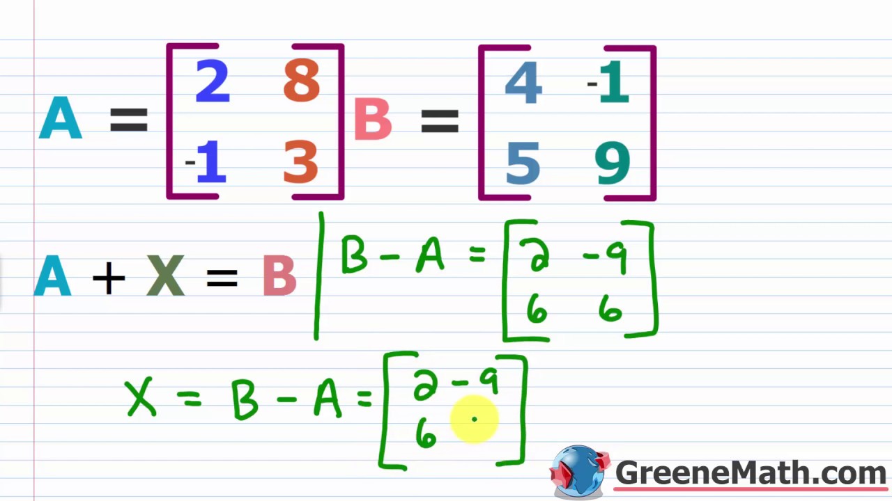 Adding And Subtracting Matrices - YouTube