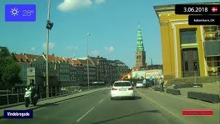 Driving through København (Denmark) Centrum 3.06.2018 Timelapse x4