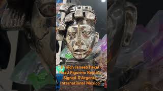 K’ínich Janaab’Pakal Head Figurine Replica Signed D'Argenta International Mexico