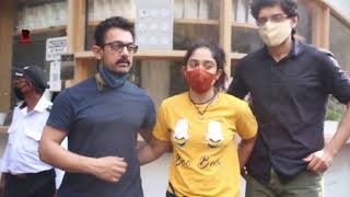Aamir Khan With His Daughter Ira & Son Junaid Arrives At Cafe In Bandra 2021