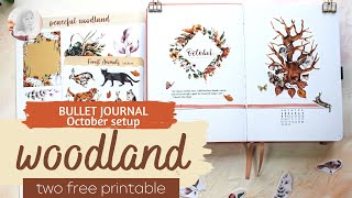 woodland theme | bullet journal October setup | two free printable | PLAN WITH ME | forest animals