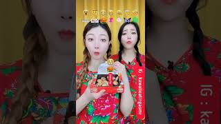 Funny Sisters Emoji Eating Challenge | #asmr #food #funny #shorts