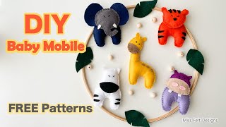 Jungle Safari Felt Baby Crib Mobile DIY TUTORIAL