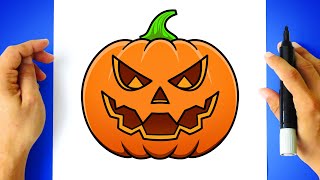 How to DRAW a HALLOWEEN PUMPKIN step by step