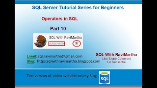 Operators in SQL |Arithmetic | Comparison | Set | Logical Operators | Assignment | Bitwise |Compound