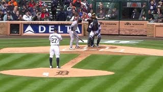 NYY@DET: Zimmermann throws his first Tigers' pitch