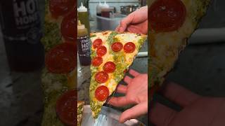 The beautiful sounds of the PESTO PEPPERONI HOT HONEY PIZZA at Krispy Pizza in NYC! #DEVOURPOWER