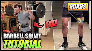 How to do the BARBELL BACK SQUAT! | 2 Minute Tutorial