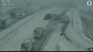 Semis struggle through winter storm