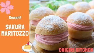 How to make Sakura Tiramisu Buns (Maritozzo) - Japanese Home Made Food Recipes 【桜のマリトッツォ】