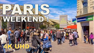Paris, France - Crowded streets during weekend [4K]