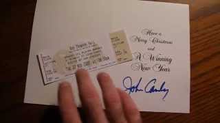 Toronto Argonauts christmas card signed by John Candy with tribute ticket