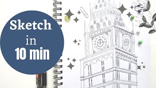 How to Sketch Big Ben IN 10 MINUTES