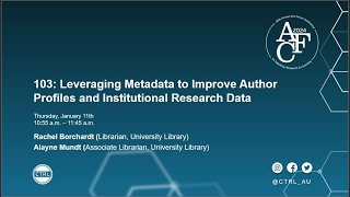 103: Leveraging Metadata to Improve Author Profiles and Institutional Research Data