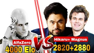 Magnus and Hikaru Together Play against Alfazero (4000 Elo) | hikaru nakamura vs alphazero | hikaru