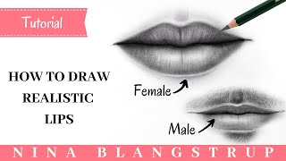 How to Draw Realistic Lips - Male and Female Mouth