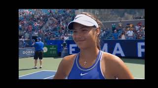 Emma Raducanu on court interview after Defeating Victoria Azarenka at the Cincinnati Open