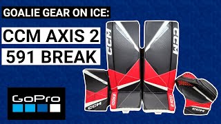 GoPro Hockey Goalie Gear On Ice: CCM Axis 2 Goalie Pads, Blocker, and Catcher (591 Break)