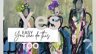 EASY ART technique anybody can do 🎨￼🖼️👩‍🎨 #easyarttechnique #easyarttutorial #mixedmedia