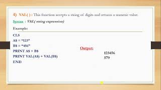 Functions in QBASIC Conversion functions