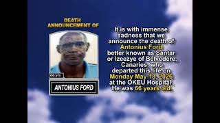 Antonius Ford ~ Short Obituary