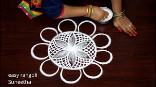 Trendy kolam rangoli designs || Amazing easy Freehand muggulu rangoli