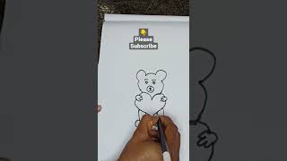 How to draw a cute teddy bear with holding a heart/#shorts/Fun and Win 👇👇