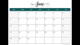 June 2026 Calendar | Printable A4 & US Letter | Portrait & Landscape | Free PDF Download | June 2026