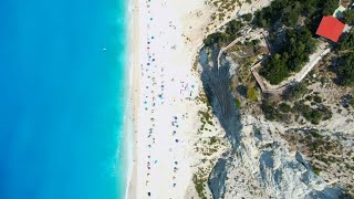 Best Beaches 📍 Egremni & Gialos Beach, Lefkada Greece 🎵 Deep House Drone 4K Footage