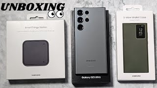 Samsung Galaxy Unboxing & First Impressions! S23 Ultra GRAPHITE, SmartThings Station & S-View Wallet