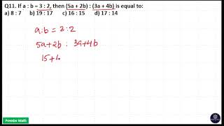 If a : b = 3 : 2, then (5a + 2b) : (3a + 4b) is equal to: