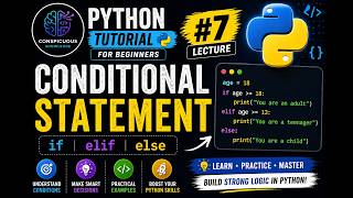Python Tutorial #7 🐍 | Conditional Statements (if, elif, else) Explained for Beginners
