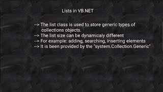 Lists in Visual Basic .NET | Properties of Lists in VB.NET | Methods of Lists in VB.NET