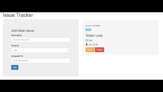 Issue Tracker App in JavaScript