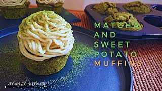 【ヴィーガン＆グルテンフリー】抹茶とさつまいものモンブランマフィン | How To Make Matcha & Sweet Potato Muffins (VG,GF)