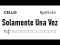 Solamente Una Vez Cello Fast Sheet Music Backing Track Play Along Partitura