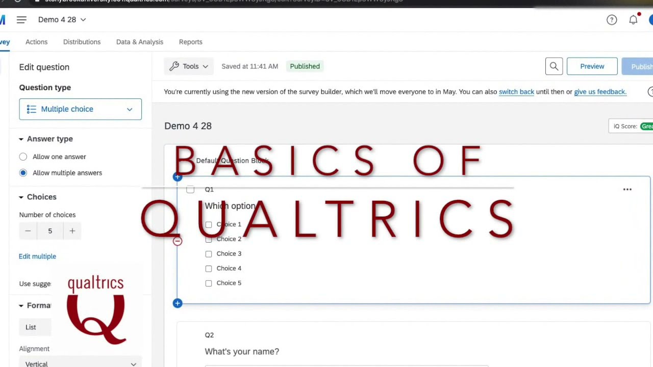 Qualtrics Basics: Create Survey, Get Survey URL, View Data/Reports ...