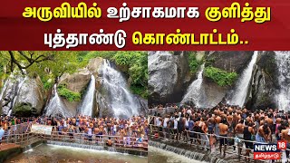 Coutrallam Falls | அருவியில் உற்சாகமாக குளித்து புத்தாண்டு கொண்டாட்டம் | Tenkasi