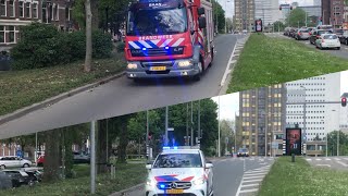 Hulpdiensten onderweg voor een medische noodsituatie in Rotterdam