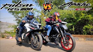 2023 TVS Apache RTR 160 4V Vs Bajaj Pulsar RS 200 E20 BS7 Drag Race