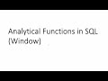 Window Function in SQL | Analytic Function in SQL | Window Analytic Function Oracle